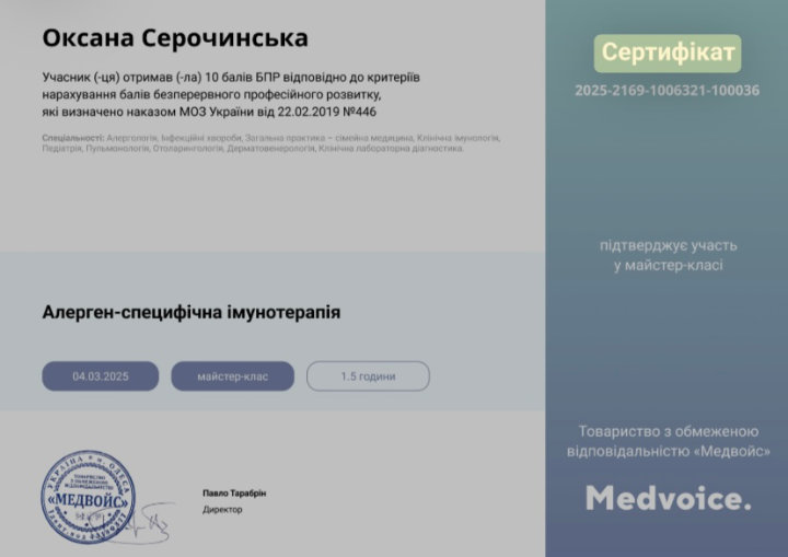Марія Дзіковська - сертифікат 1