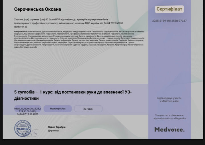 Марія Дзіковська - сертифікат 1