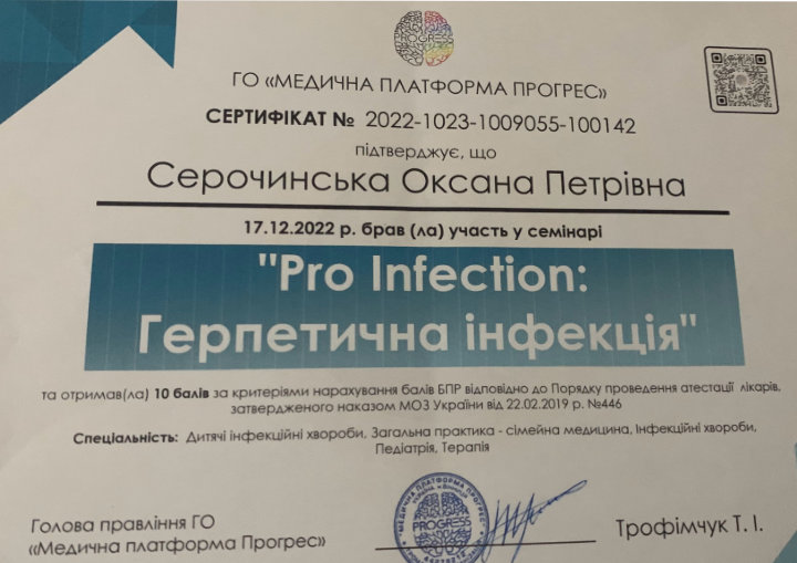 Марія Дзіковська - сертифікат 1